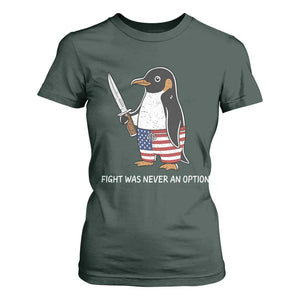 Flight was Never an Option T Shirt For Women Funny Penguin Knife Sarcastic American Flag