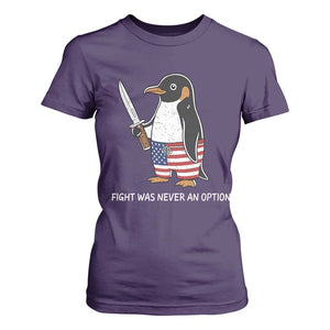 Flight was Never an Option T Shirt For Women Funny Penguin Knife Sarcastic American Flag
