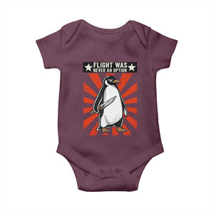 Flight was Never an Option Baby Onesie Funny Penguin Knife Sarcastic