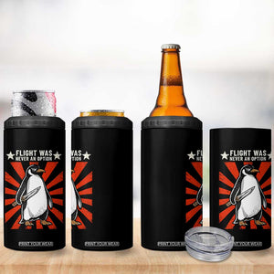 Flight was Never an Option 4 in 1 Can Cooler Tumbler Funny Penguin Knife Sarcastic
