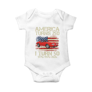 America Turns 250 I Turn 50 1976 50th Birthday Baby Onesie Sports Car Retro Americana