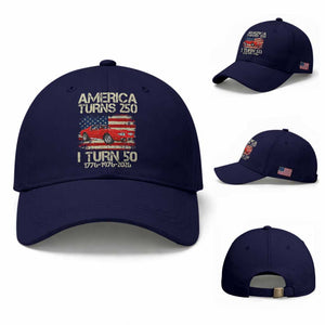 America Turns 250 I Turn 50 1976 50th Birthday Baseball Cap Sports Car Retro Americana