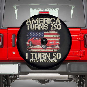 America Turns 250 I Turn 50 1976 50th Birthday Spare Tire Cover Sports Car Retro Americana