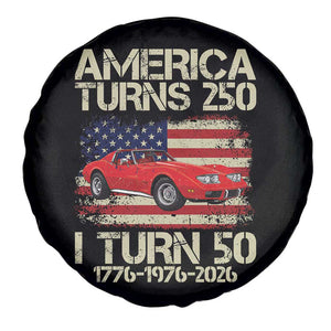 America Turns 250 I Turn 50 1976 50th Birthday Spare Tire Cover Sports Car Retro Americana