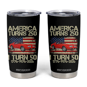 America Turns 250 I Turn 50 1976 50th Birthday Tumbler Cup Sports Car Retro Americana
