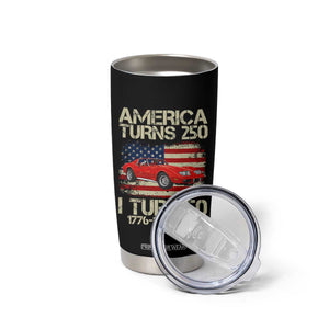 America Turns 250 I Turn 50 1976 50th Birthday Tumbler Cup Sports Car Retro Americana