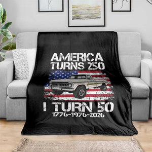 America Turns 250 I Turn 50 1976 50th Birthday Throw Blanket Vintage Classic Original American Old Pickup Truck