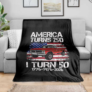 America Turns 250 I Turn 50 1976 50th Birthday Throw Blanket Vintage Classic Original American Old Pickup Truck TS14 Print Your Wear