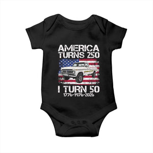 America Turns 250 I Turn 50 1976 50th Birthday Baby Onesie Vintage Classic Original American Old Pickup Truck
