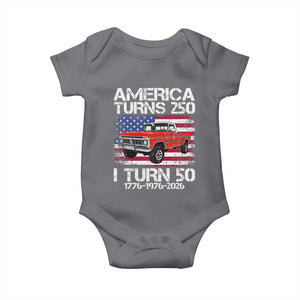 America Turns 250 I Turn 50 1976 50th Birthday Baby Onesie Vintage Classic Original American Old Pickup Truck TS14 Charcoal Print Your Wear