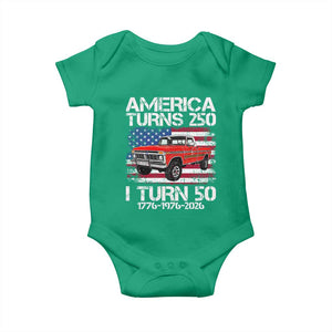 America Turns 250 I Turn 50 1976 50th Birthday Baby Onesie Vintage Classic Original American Old Pickup Truck TS14 Irish Green Print Your Wear