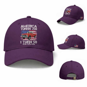 America Turns 250 I Turn 50 1976 50th Birthday Baseball Cap Vintage Classic Original American Old Pickup Truck TS14 Baseball Cap Universal Fit Purple Print Your Wear