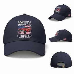 America Turns 250 I Turn 50 1976 50th Birthday Baseball Cap Vintage Classic Original American Old Pickup Truck TS14 Baseball Cap Universal Fit Navy Print Your Wear