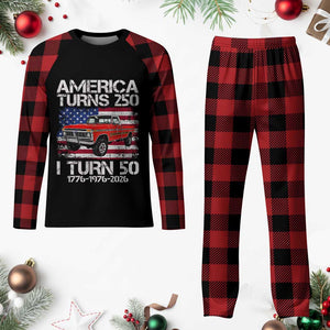 America Turns 250 I Turn 50 1976 50th Birthday Plaid Pajama Set Vintage Classic Original American Old Pickup Truck TS14 Buffalo Plaid Print Your Wear
