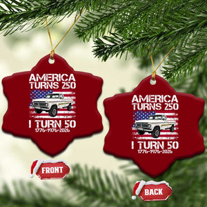 America Turns 250 I Turn 50 1976 50th Birthday Ceramic Ornament Vintage Classic Original American Old Pickup Truck