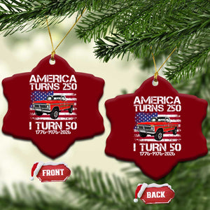 America Turns 250 I Turn 50 1976 50th Birthday Ceramic Ornament Vintage Classic Original American Old Pickup Truck TS14 Print Your Wear