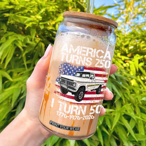 America Turns 250 I Turn 50 1976 50th Birthday Glass Can Vintage Classic Original American Old Pickup Truck