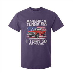America Turns 250 I Turn 50 1976 50th Birthday T Shirt For Kid Vintage Classic Original American Old Pickup Truck TS14 Purple Print Your Wear