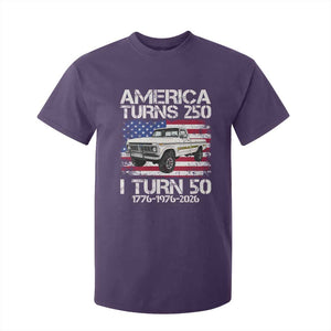 America Turns 250 I Turn 50 1976 50th Birthday T Shirt For Kid Vintage Classic Original American Old Pickup Truck