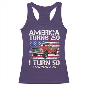 America Turns 250 I Turn 50 1976 50th Birthday Racerback Tank Top Vintage Classic Original American Old Pickup Truck TS14 Purple Print Your Wear