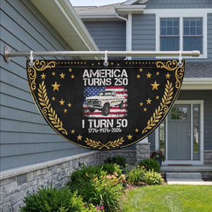 America Turns 250 I Turn 50 1976 50th Birthday Patriotic Fan Flag Vintage Classic Original American Old Pickup Truck TS14 2pcs pack Vintage Black Print Your Wear