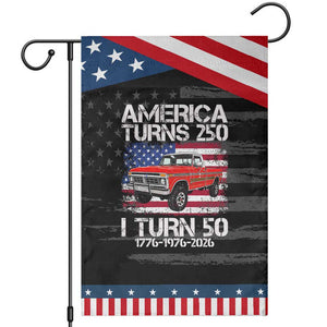 America Turns 250 I Turn 50 1976 50th Birthday Patriotic Garden Flag Vintage Classic Original American Old Pickup Truck TS14 Distressed Black Blue Print Your Wear