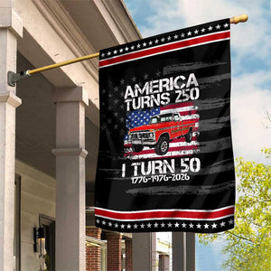 America Turns 250 I Turn 50 1976 50th Birthday Patriotic Garden Flag Vintage Classic Original American Old Pickup Truck TS14 Distressed Black Red Print Your Wear