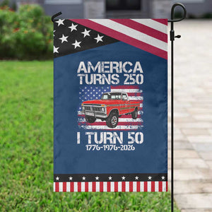America Turns 250 I Turn 50 1976 50th Birthday Patriotic Garden Flag Vintage Classic Original American Old Pickup Truck TS14 Classic Blue Black Print Your Wear