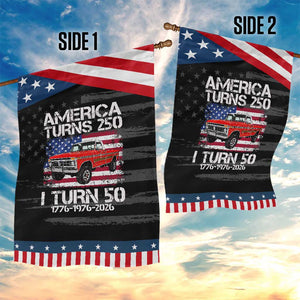 America Turns 250 I Turn 50 1976 50th Birthday Patriotic Garden Flag Vintage Classic Original American Old Pickup Truck TS14 Print Your Wear