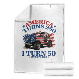 America Turns 250 I Turn 50 1976 50th Birthday Throw Blanket Compact Classic Off-road SUV TS14 White Print Your Wear