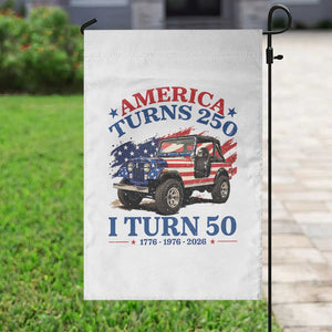 America Turns 250 I Turn 50 1976 50th Birthday Garden Flag Compact Classic Off-road SUV TS14 Print Your Wear