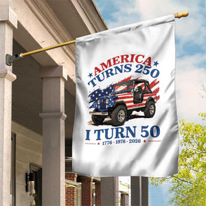 America Turns 250 I Turn 50 1976 50th Birthday Garden Flag Compact Classic Off-road SUV TS14 Print Your Wear