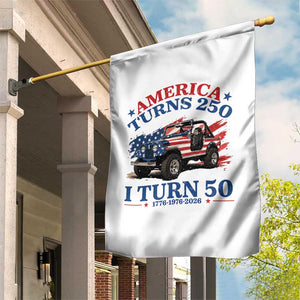 America Turns 250 I Turn 50 1976 50th Birthday Garden Flag Compact Classic Off-road SUV