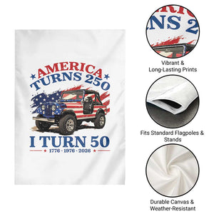 America Turns 250 I Turn 50 1976 50th Birthday Garden Flag Compact Classic Off-road SUV TS14 Print Your Wear
