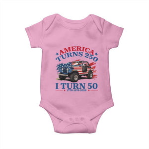 America Turns 250 I Turn 50 1976 50th Birthday Baby Onesie Compact Classic Off-road SUV TS14 Light Pink Print Your Wear