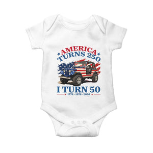 America Turns 250 I Turn 50 1976 50th Birthday Baby Onesie Compact Classic Off-road SUV TS14 White Print Your Wear