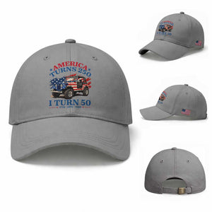 America Turns 250 I Turn 50 1976 50th Birthday Baseball Cap Compact Classic Off-road SUV TS14 Baseball Cap Universal Fit Sport Gray Print Your Wear