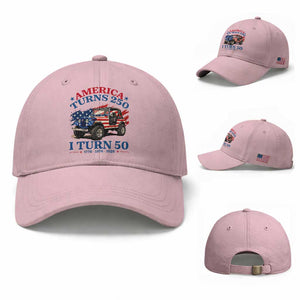 America Turns 250 I Turn 50 1976 50th Birthday Baseball Cap Compact Classic Off-road SUV TS14 Baseball Cap Universal Fit Light Pink Print Your Wear