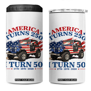 America Turns 250 I Turn 50 1976 50th Birthday 4 in 1 Can Cooler Tumbler Compact Classic Off-road SUV TS14 One Size: 16 oz White Print Your Wear