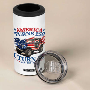 America Turns 250 I Turn 50 1976 50th Birthday 4 in 1 Can Cooler Tumbler Compact Classic Off-road SUV TS14 Print Your Wear