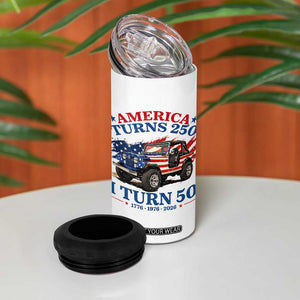 America Turns 250 I Turn 50 1976 50th Birthday 4 in 1 Can Cooler Tumbler Compact Classic Off-road SUV TS14 Print Your Wear