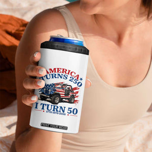 America Turns 250 I Turn 50 1976 50th Birthday 4 in 1 Can Cooler Tumbler Compact Classic Off-road SUV TS14 Print Your Wear