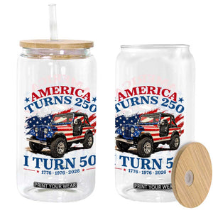 America Turns 250 I Turn 50 1976 50th Birthday Glass Can Compact Classic Off-road SUV TS14 Print Your Wear