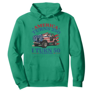 America Turns 250 I Turn 50 1976 50th Birthday Hoodie Compact Classic Off-road SUV