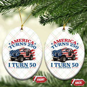 America Turns 250 I Turn 50 1976 50th Birthday Ceramic Ornament Compact Classic Off-road SUV