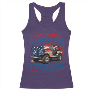 America Turns 250 I Turn 50 1976 50th Birthday Racerback Tank Top Compact Classic Off-road SUV TS14 Purple Print Your Wear