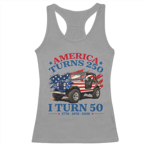 America Turns 250 I Turn 50 1976 50th Birthday Racerback Tank Top Compact Classic Off-road SUV TS14 Sport Gray Print Your Wear