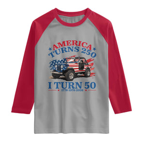 America Turns 250 I Turn 50 1976 50th Birthday Raglan Shirt Compact Classic Off-road SUV