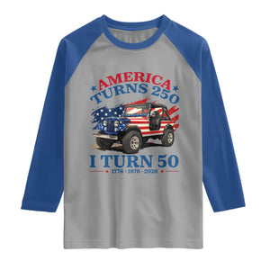 America Turns 250 I Turn 50 1976 50th Birthday Raglan Shirt Compact Classic Off-road SUV TS14 Sport Gray Royal Print Your Wear