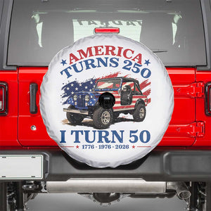 America Turns 250 I Turn 50 1976 50th Birthday Spare Tire Cover Compact Classic Off-road SUV TS14 White Print Your Wear